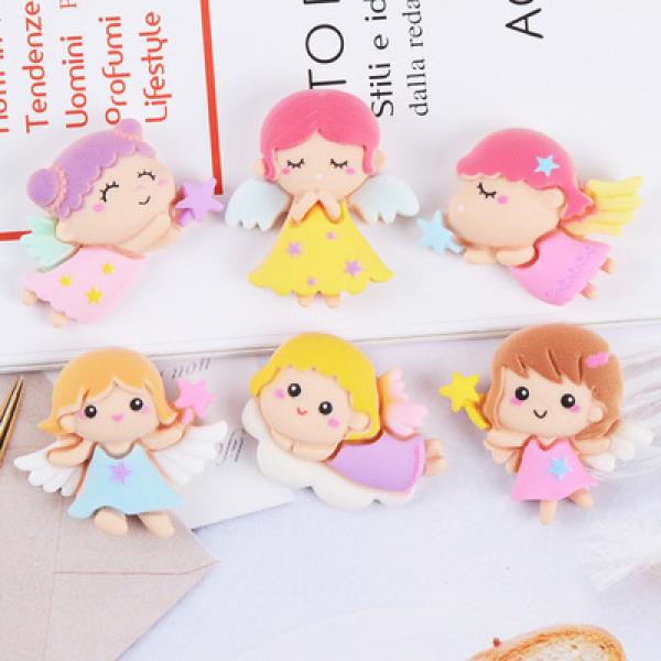 10pcs Mixed Resin Angel Slime Charms for DIY Crafts